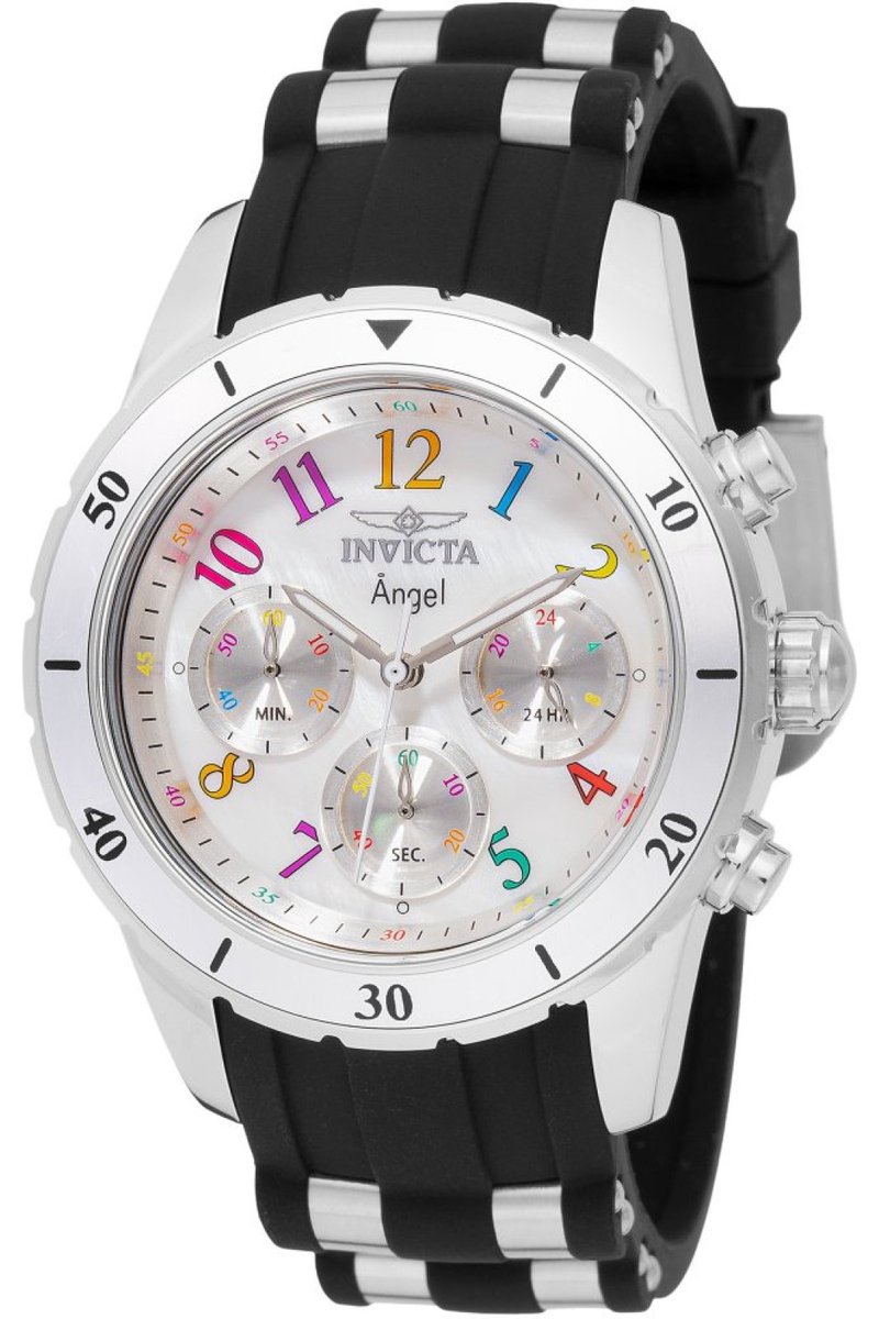Invicta Angel 49802 Dames Horloge - Waterdicht - Analoog - Quartz Uurwerk - Roestvrij Staal met zilveren Wijzerplaat - 40mm