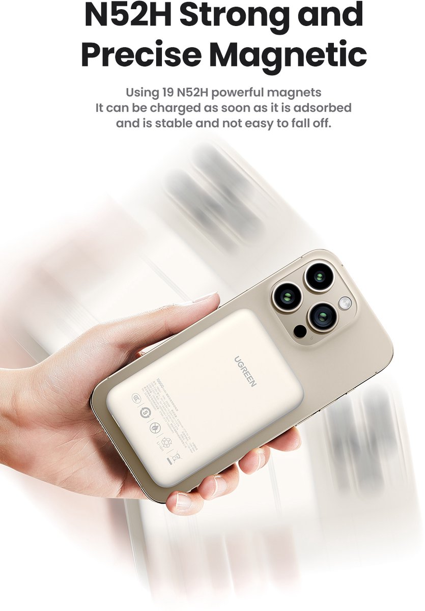 UGREEN Draadloze Magnetische Powerbank Mini 10000mAh - afbeelding 3