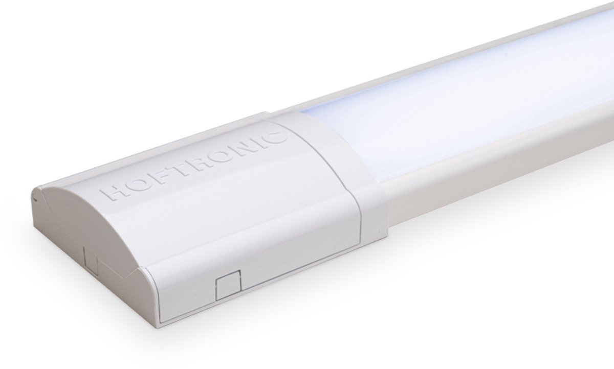 HOFTRONIC LED batten 60 cm – 18 watt 2520 lumen – 6500K daglicht wit flikkervrij – koppelbaar – polycarbonaat wit – IP20 – onderbouwverlichting garage werkruimte
