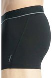 Zijzicht van zwarte boxer met grijze Adidas logo band en AEROREADY tekst.
