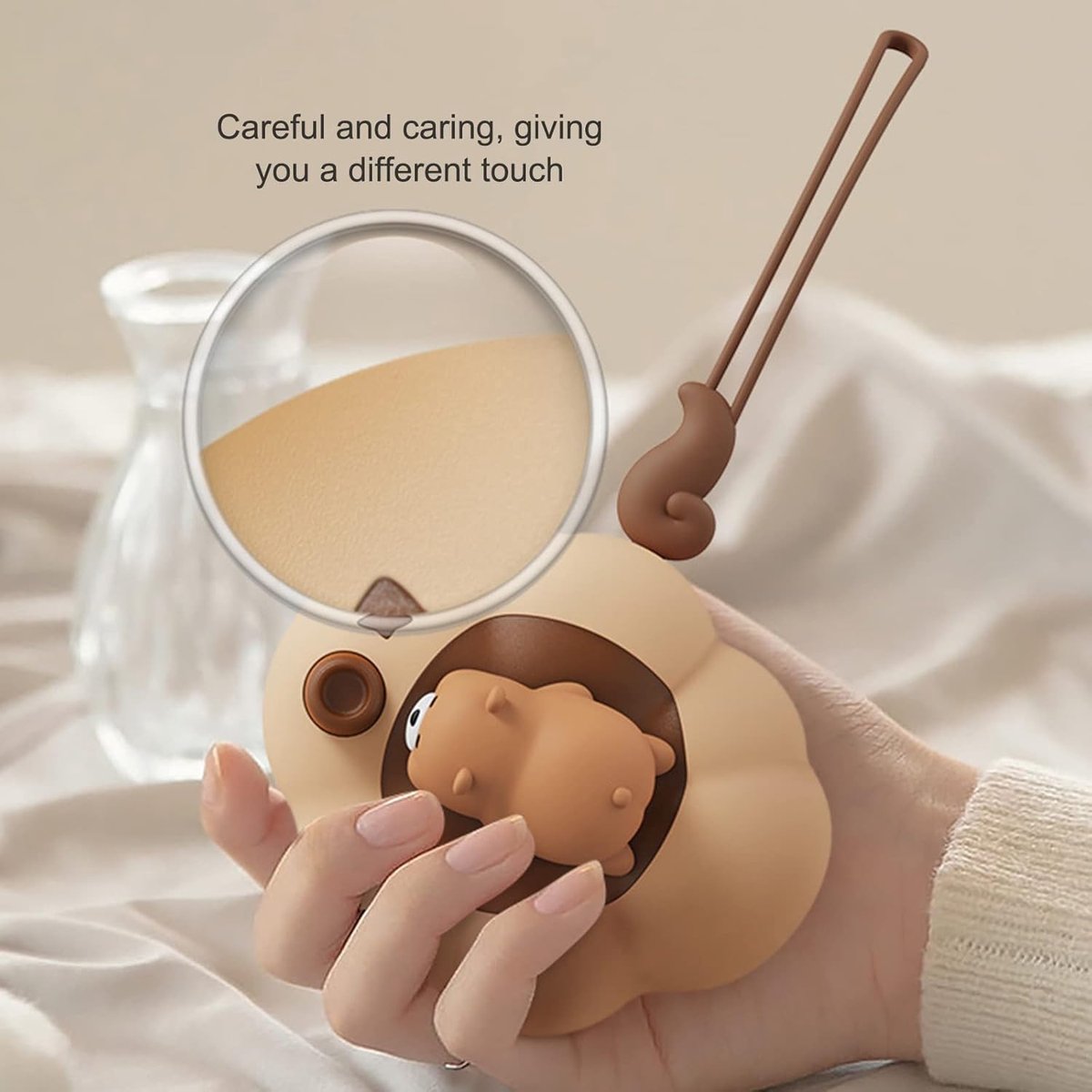 Handwarmer, oplaadbare elektrische draagbare zakverwarming, 2-in-1 handwarmer in cartoonvorm en schattig nachtlampje, warmtetherapie met twee standen, ideaal cadeau voor ski毛n, kamperen en golfen in de buitenlucht, bruine uitvoering — cadeau in Gadgets - foto 2