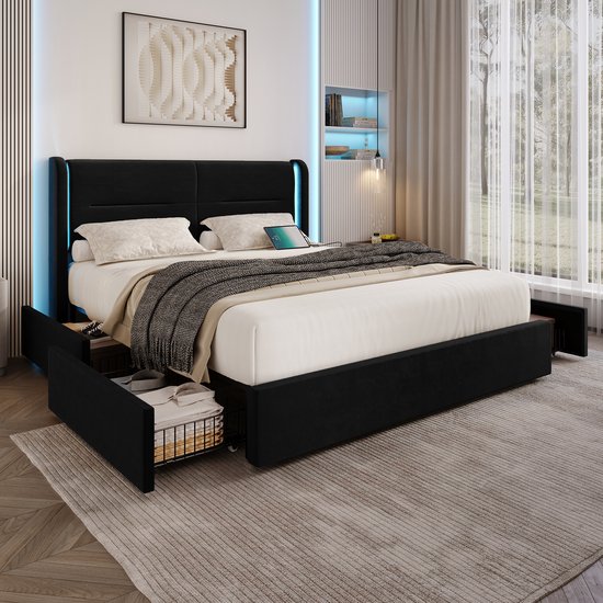 Support mural LED moderne 140 x 200 cm avec fixation LED, 4 supports de fixation pratiques, fixation renforcée, Dual fixation USB et supports de fixation élégants, beige