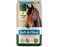 VITALstyle Ruwvoermix Soft & Fiber - Stimuleert kauwen En Ondersteunt De Spijsvertering - Met o.a. Esparcette & Timothy Hooi - 15 kg