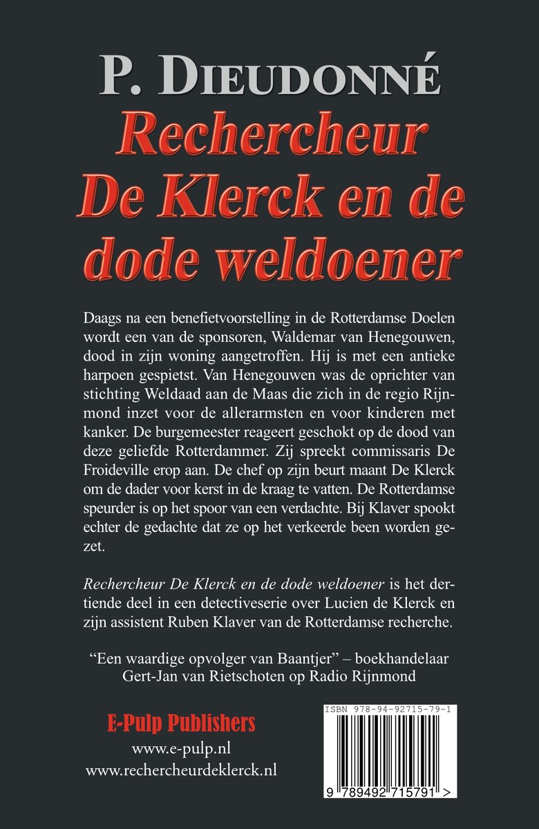 De Klerck 13 - Rechercheur De Klerck en de dode weldoener - back cover