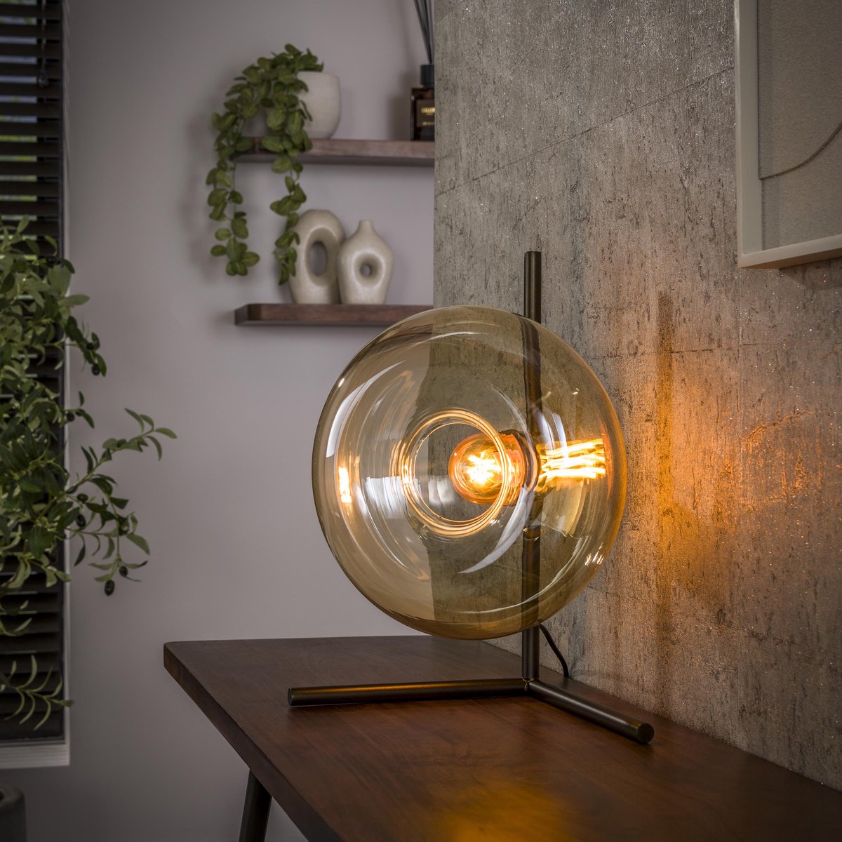 Hoyz Collection - Tafellamp Soll 1-lichts - Amber Glas