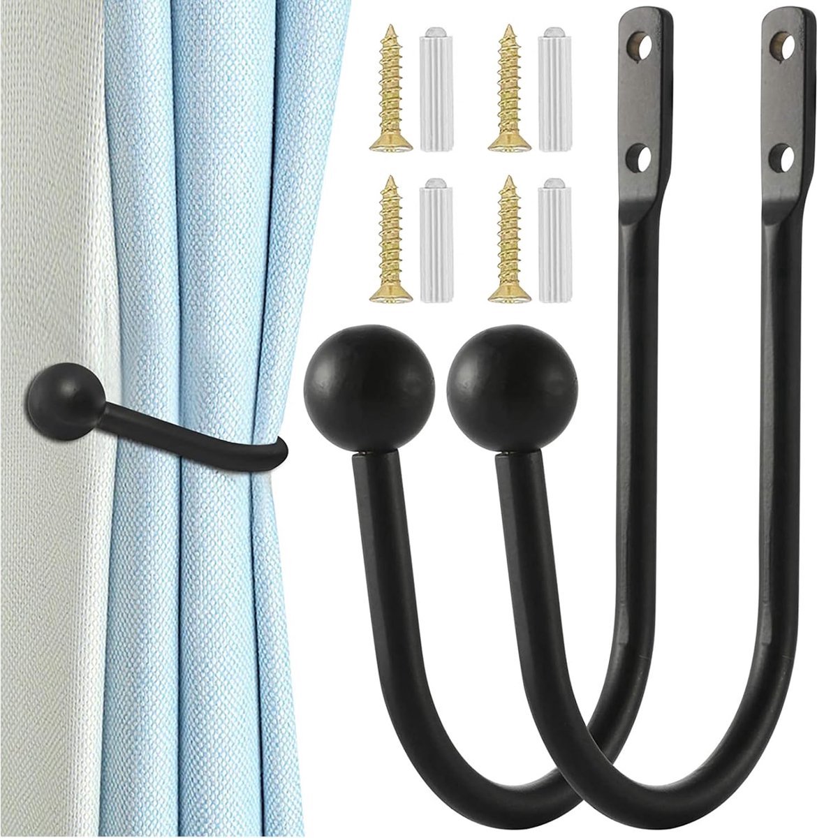 Stunq® Fraaie Set van 2 Metalen Gordijnhouders voor Diverse Kamers en Stijlen