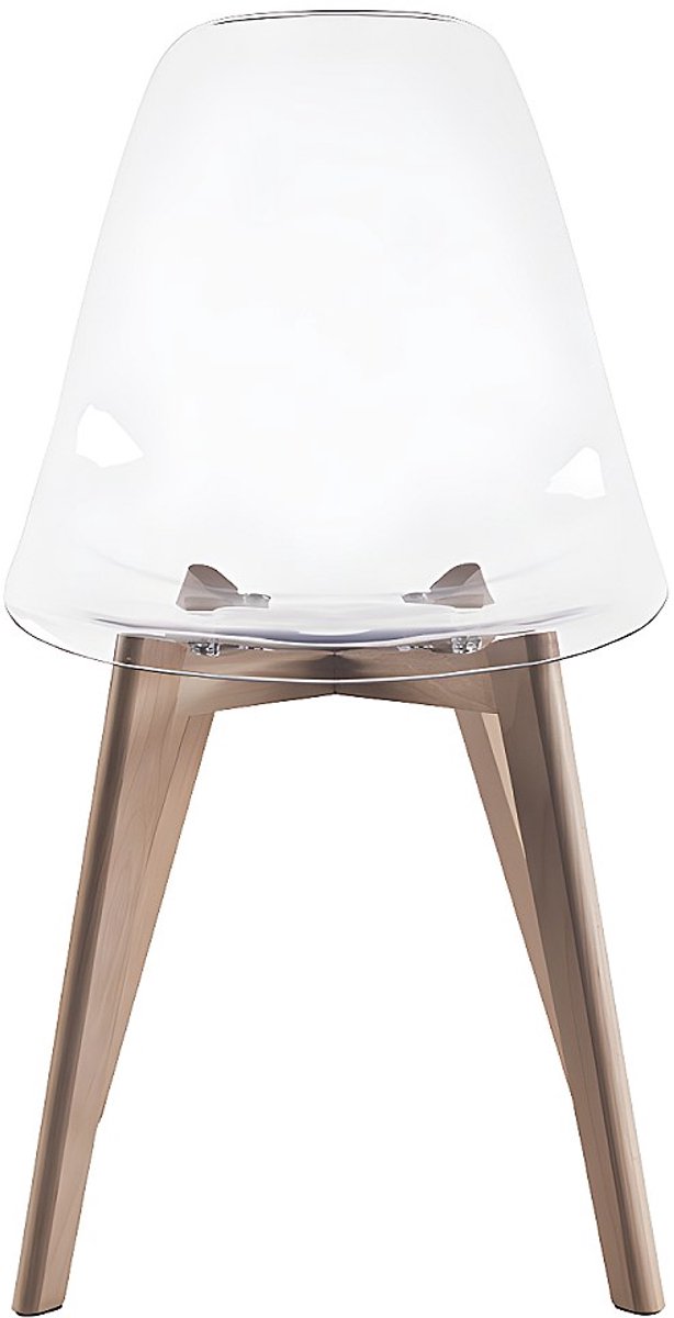 Vente-unique Set van 2 stoelen AUDRA - Polycarbonaat en beuk - Transparant