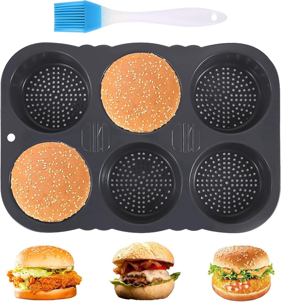 Stunq® Siliconen Bakvorm voor Perfecte Ronde Burgerbroodjes en Meer
