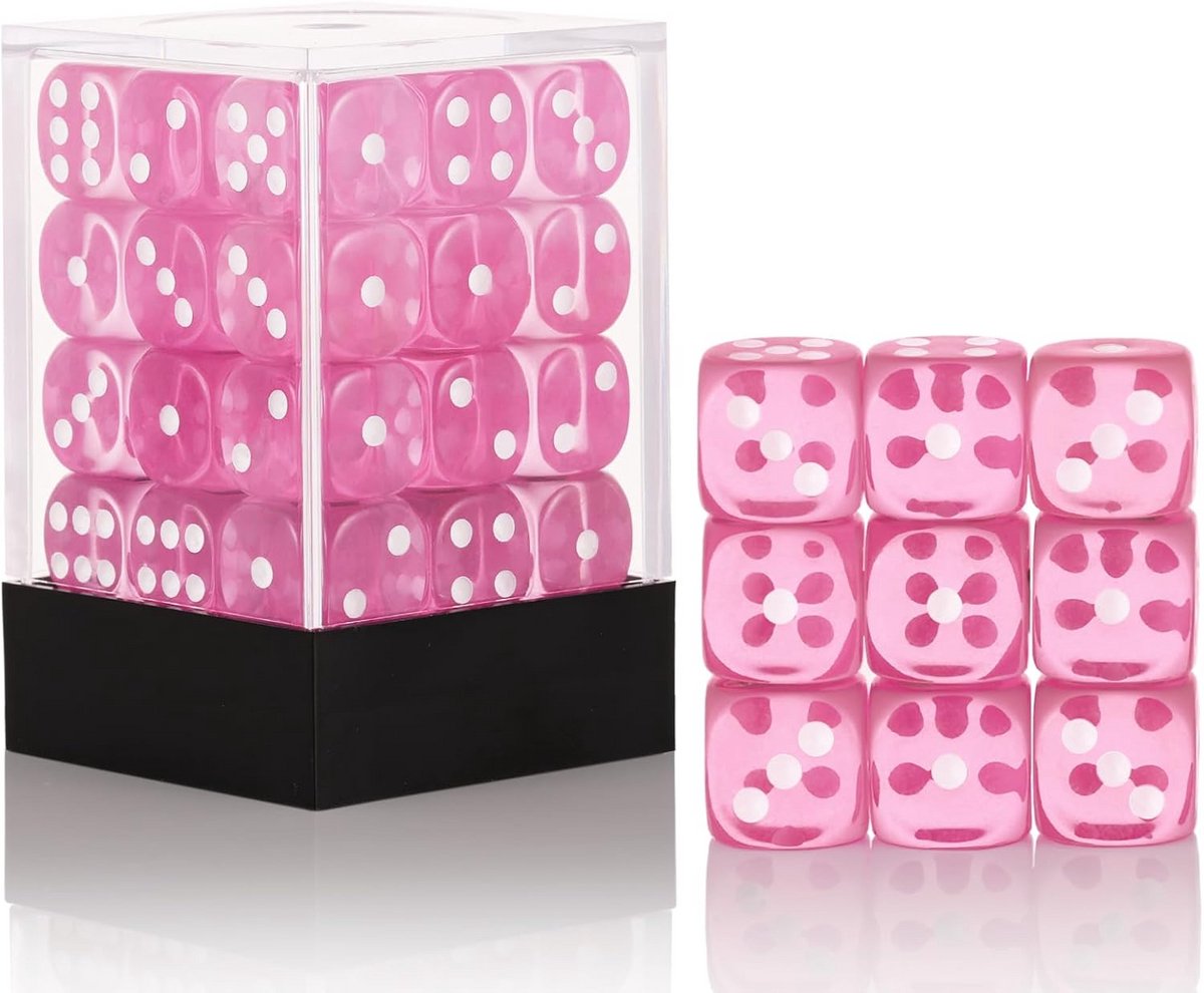 36 Stuks Mini Dobbelstenen Set 12mm - 6 Zijdige Spel Dobbelstenen Transparant Gekleurd
