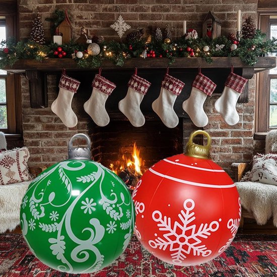 Décorations Gonflables Noël Extérieur - Ballon PVC 60 Cm, Imperméable, Pour Jardin, Pelouse, Terrasse - Motifs Festifs