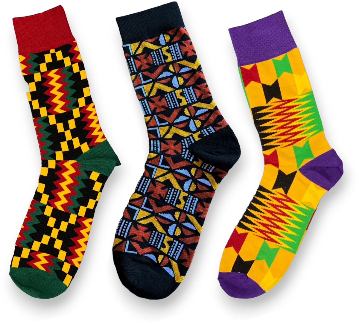 Afrikaanse sokken / Afro sokken / kente / Mud print - Set van 3 paar ISEN - Afrika print kousen / Happy Colorful Socks / Vrolijke sokken Maat 41-46
