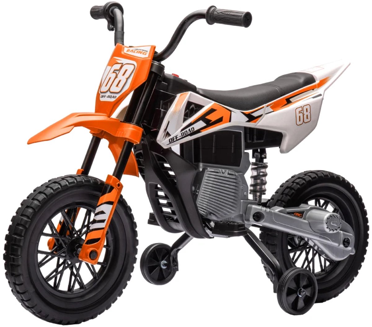 Elektrische Kindermotor - Kindermotorfiets - Kinderauto - 12V Accu - tot 5 km/u - Kinderen 3-6 jaar - met Zijwieltjes & Muziek - Elektrische Accuvoertuigen - Kindervoertuig - Oranje