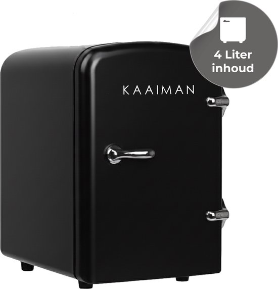 Kaaiman® Mini Koelkast 4L - Kleine Koelkast 12V/220V - Cosmetische Koelkast - Warm en Koud Functie - Skincare Fridge - Minikoelkast Slaapkamer - Zwart