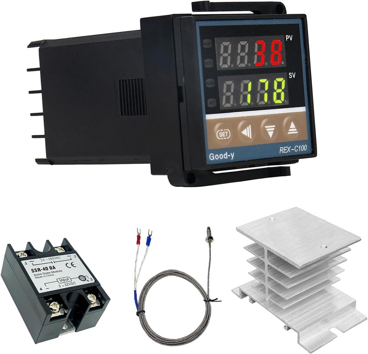 Digitale PID Temperatuurregelaar Kit met K-type Thermokoppel en SSR Relais tot 1300 ℃