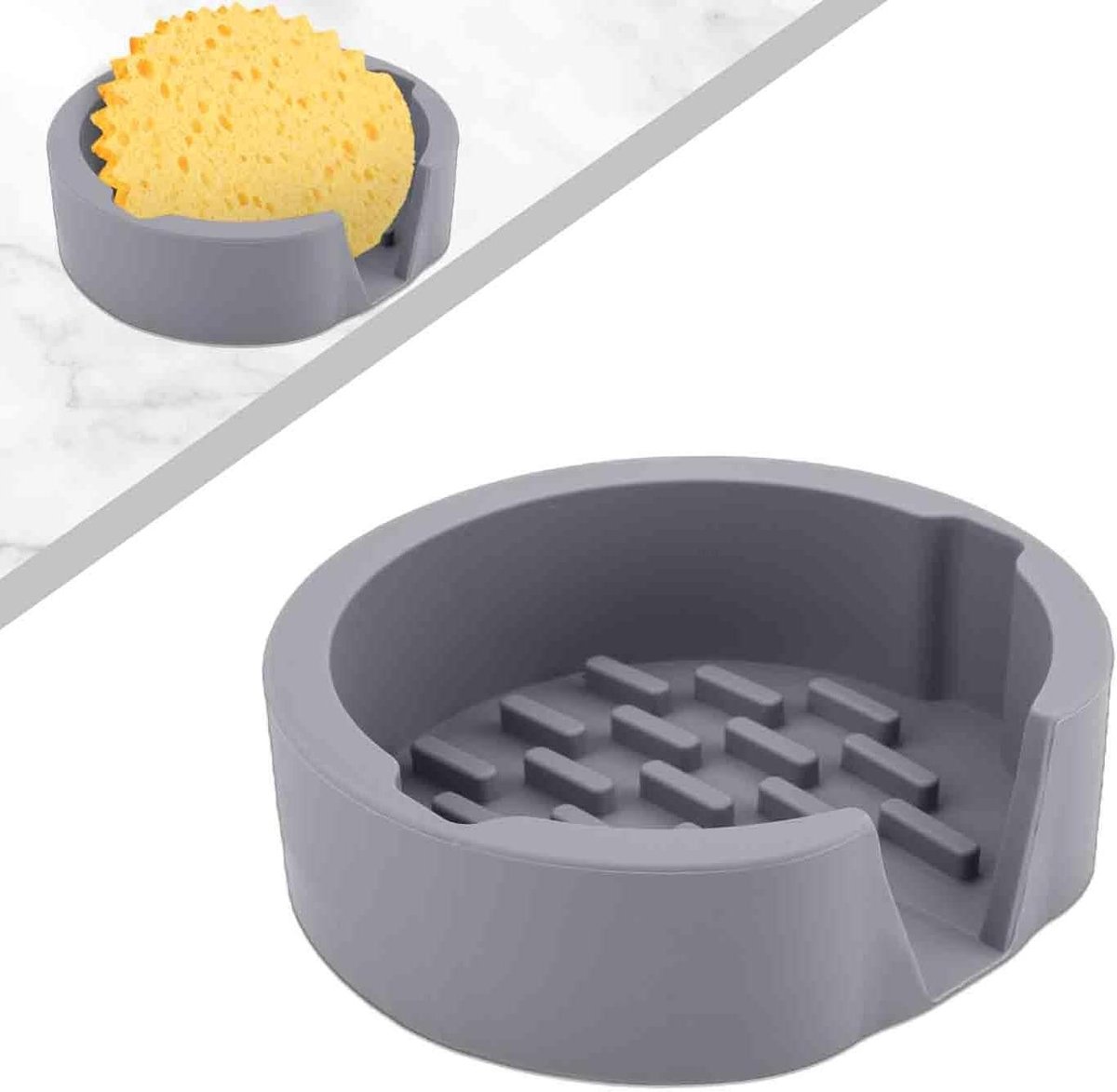 Siliconen Sponshouder voor Grote Keukenspons - Organizer voor Scrub Spons - Grijs