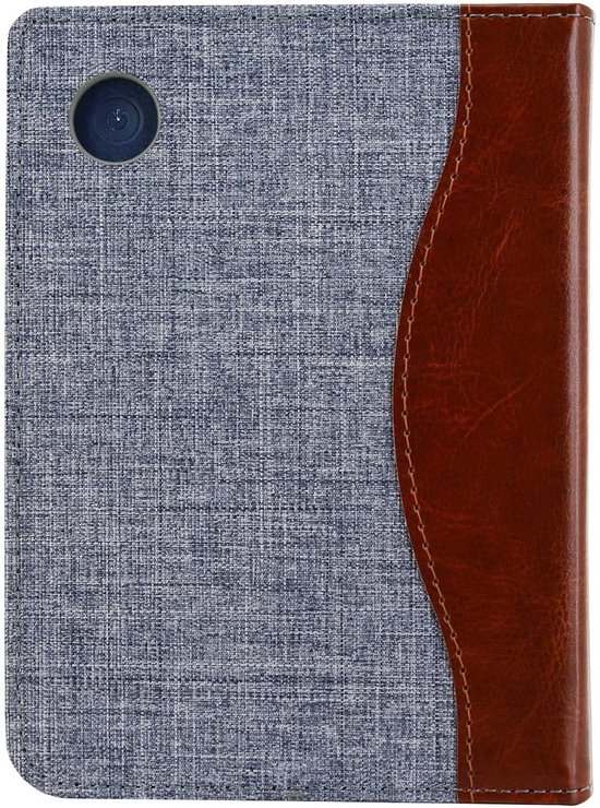 Hoesje Geschikt voor Kobo Clara 2E Jeans Sleepcover - Book Case Hoes Cover - Blauw / Cognac - ereader hoesje - cover van Merkloos — afbeelding 2