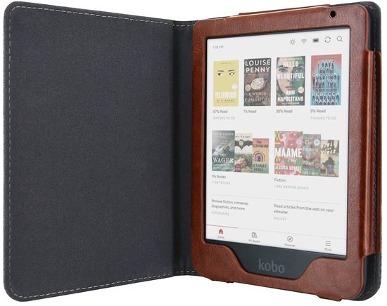 Luxe Hoesje - Sleepcover Geschikt voor Kobo Clara BW - Book Case Hoes Cover - Cognac Bruin - ereader hoesje - cover van Merkloos — afbeelding 5