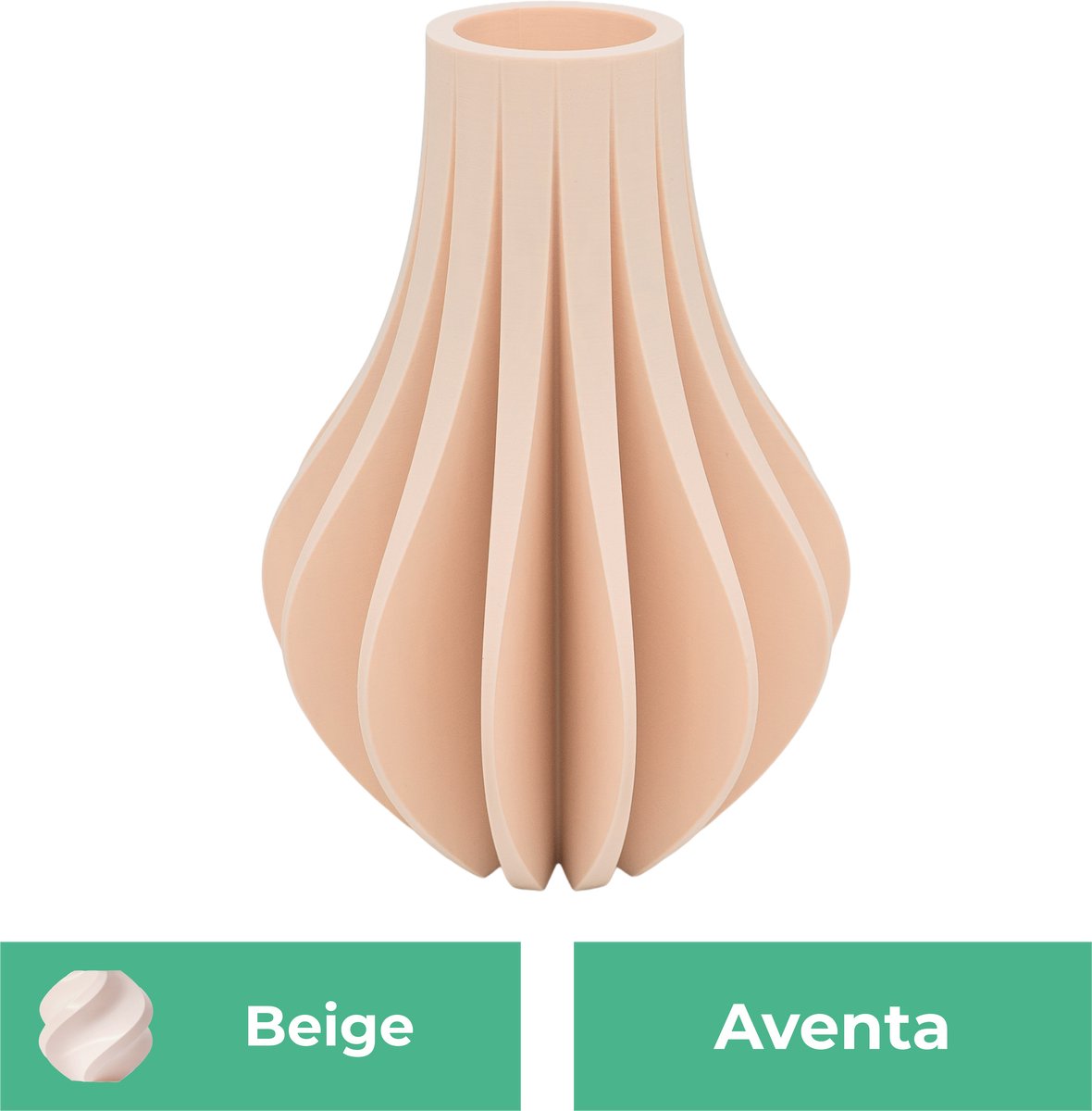 Lovora Aventa design vaas – Decoratieve vaas - Beige - 3d geprinte vaas – geschikt voor droogbloemen - 20CM