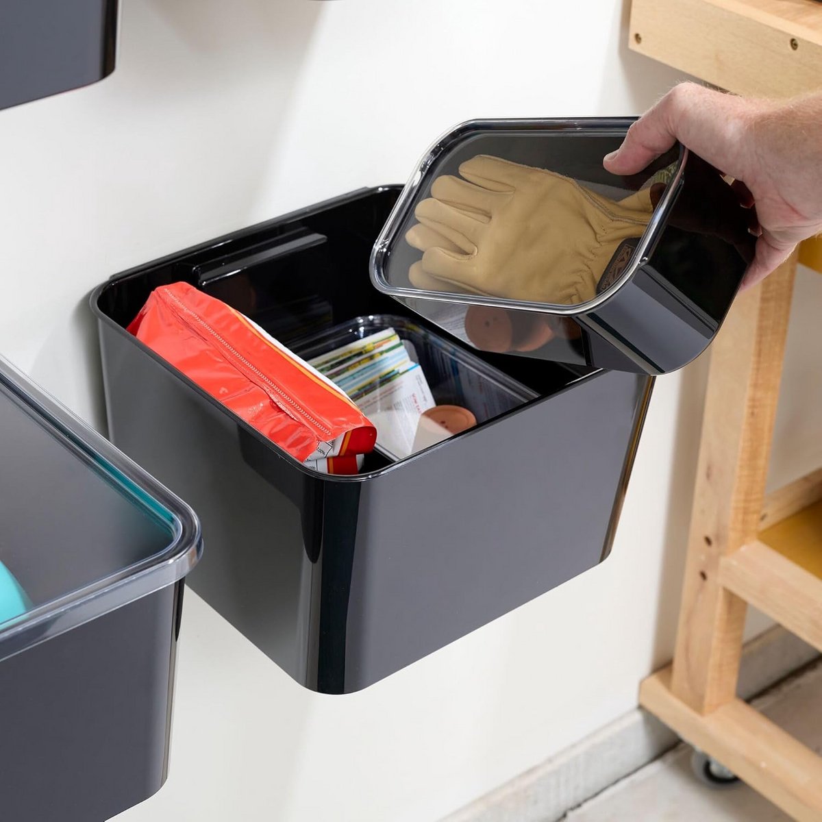 Set van 2 Doorzichtige Opbergbakken met Deksel voor Modulaire Kastorganisatie