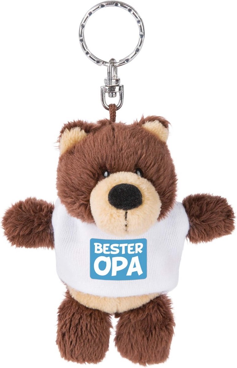 Pluchen Teddybeer Sleutelhanger met "Beste Opa" T-shirt - 10 cm Cadeau