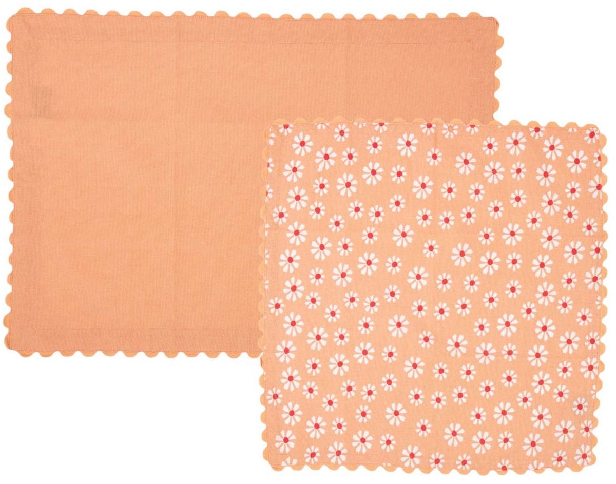 Daisy Flowers Keukenset 35x50/40x40cm oranje (set of 8)