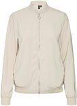 Beige bomberjack met ritssluiting aan de voorkant, geribde kraag, manchetten en zoom.