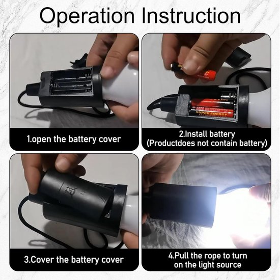 Een set van 6 kampeer-LED-lampen voor tenten, kampeerlampen met trekschakelaars, draagbare wandel-, vis-, kantoor-, tuin- en barbecueverlichting. van Merkloos — afbeelding 4