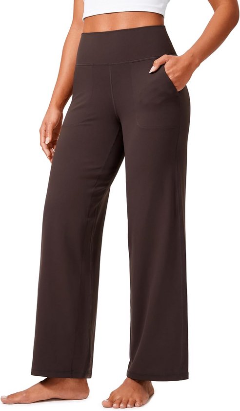 Dames Wide Leg Broek Hoge Taille Met Zakken - Comfortabele Yoga & Lounge Broek
