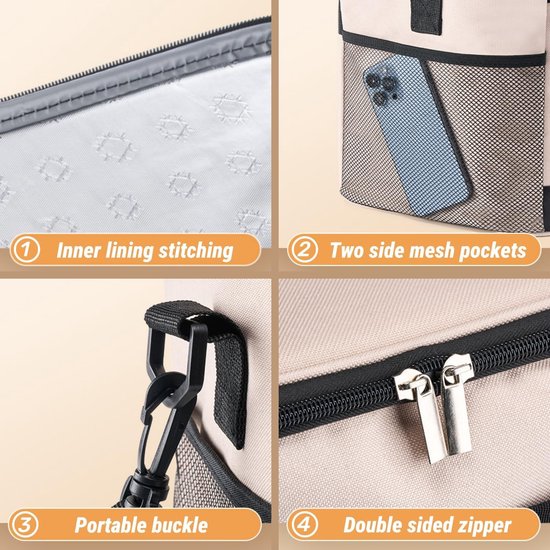 Geïsoleerde Koeltas - Koeltassen - Lunchtas - 40x25x29 cm - 30 Liter - Roze - 3 Laags - Geïsoleerde Koeltassen - Picknicktas - Handvat Riem - Lekvrij en Waterdicht - voor Kantoor, Camping, Picknick, Reizen - Thermotas voor Levensmiddelentransport van Merkloos — afbeelding 2