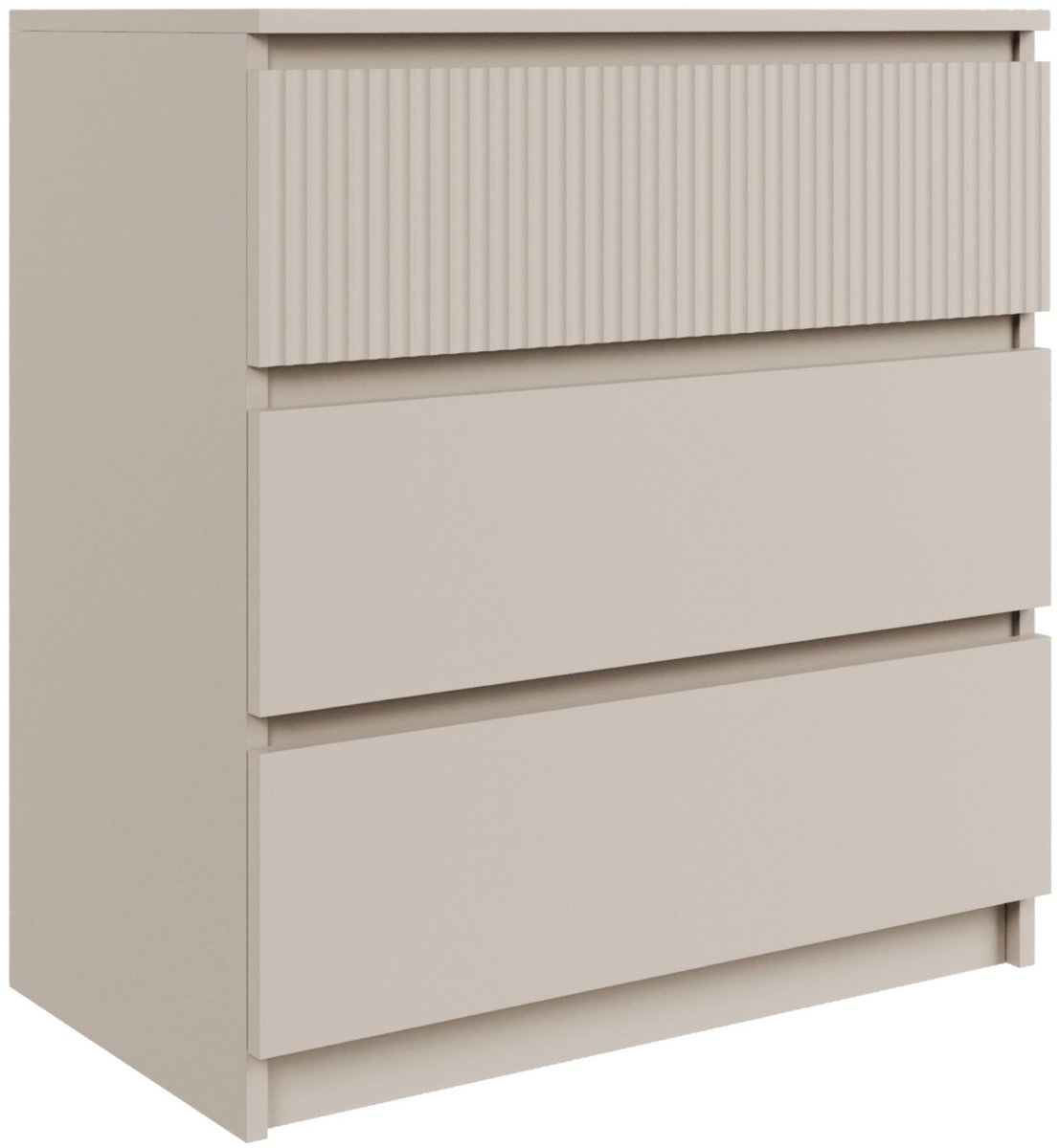 Selsey Sandia – Commode met drie lades en geribbelde front in cashmeregrijs, 70 cm Kasjmier grijs