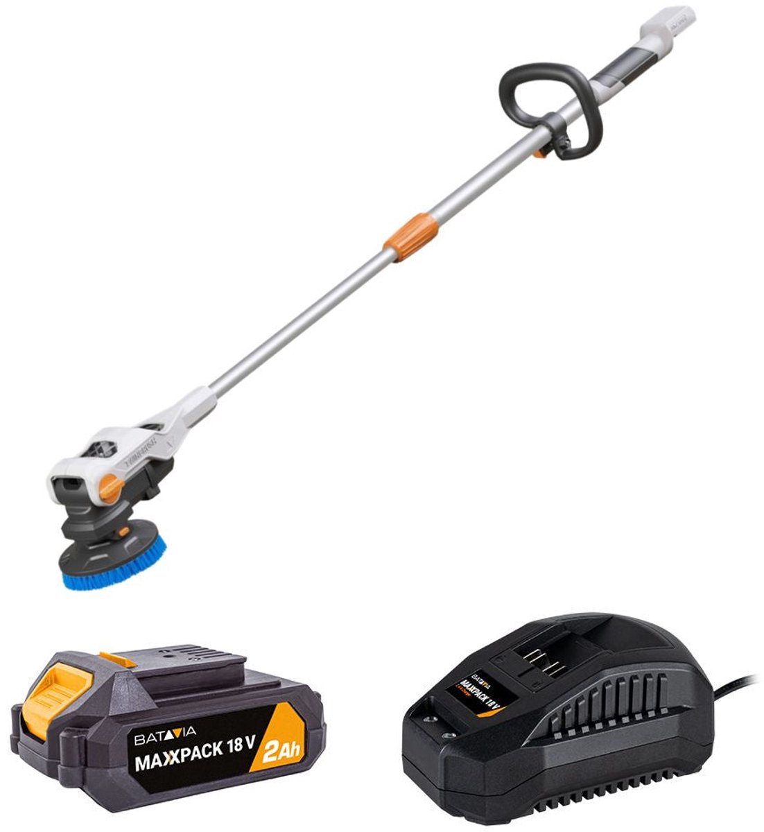 Batavia 18V Twin Brush Compact Telescopische Accu Reinigingsborstel Incl. 2.0Ah Accu & Lader