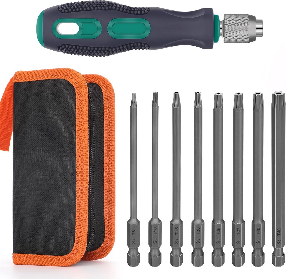 8-delige Torx Schroevendraaien Set met Magnetische Bits voor Diepe Bevestigingsschroeven