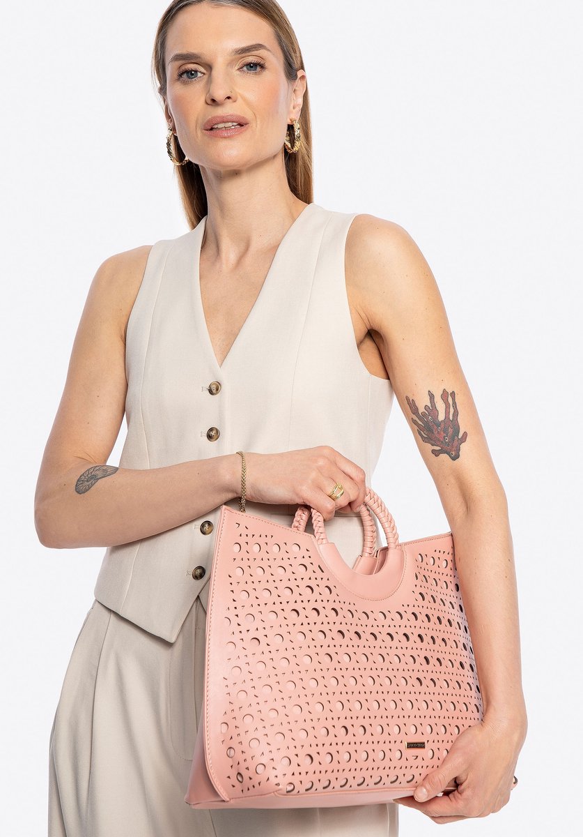 Wittchen - Dames Shopper Tas - Geometrisch Patroon - Roze Eco-leer