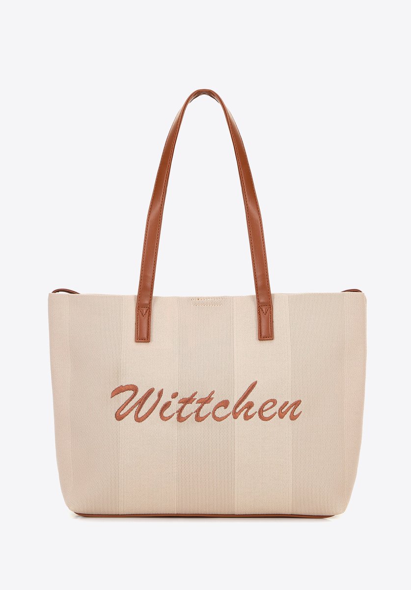 Wittchen - Dames Shopper Bag - Eco-leder - Beige en Bruin - Magnetische Sluiting