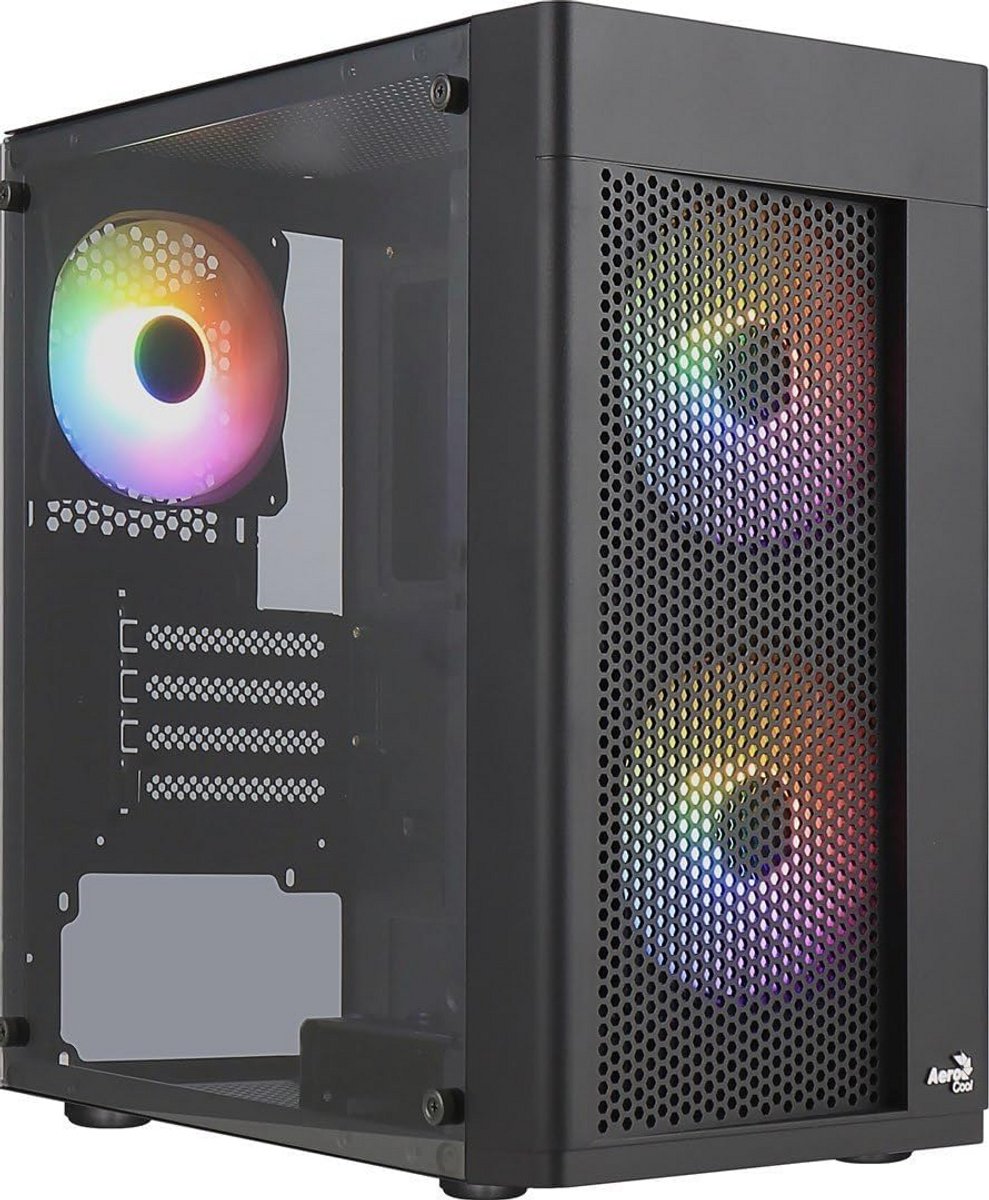 Gehard Glas PC Behuizing Micro ATX Zwart - Goede Koeling & FRGB Verlichting