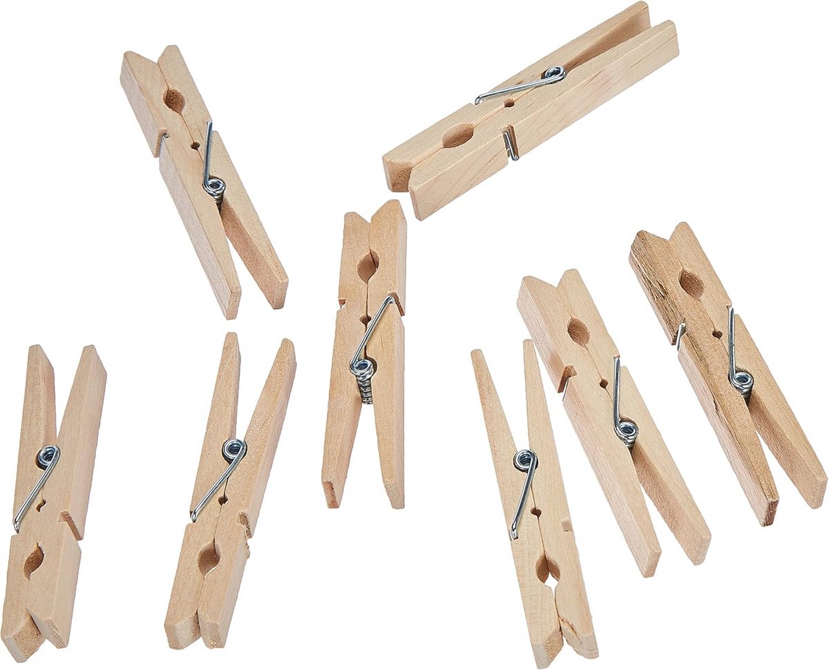 Houten Wasknijpers 7,2 cm - Zak met 100 Stuks voor Creatief Knutselen