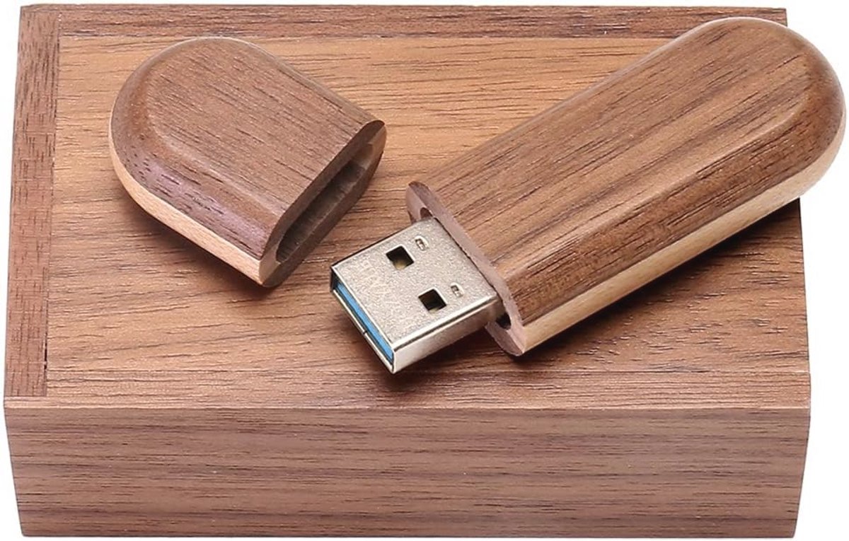 USB-stick met houten afwerking - 32 GB, USB 3.0, snelle gegevensopslag