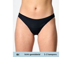 Moodies menstruatie zwemkleding - Bikini broekje - licht-gemiddeld kruisje - Zwart - maat S