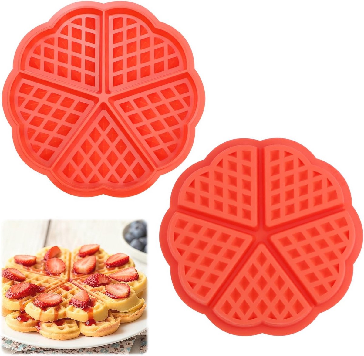 Hartvormige silicone wafelijzer bakvorm 2 stuks voor pannenkoek en muffin