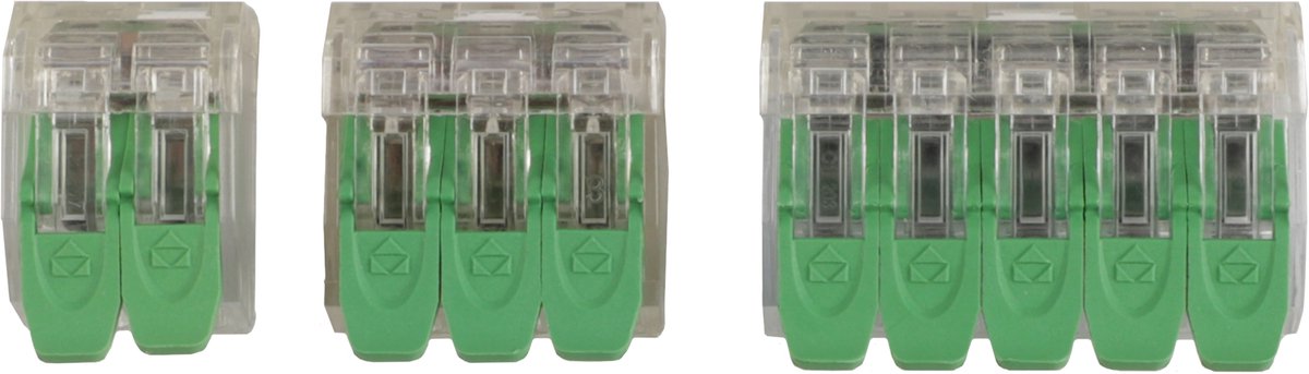 Conex Assortiments Box Lasklemmen - Hersluitbaar - 2-3-5-Polig - Set van 65 Stuks - 15x 2-Pins, 30x 3-Pins, 20x 5-Pins - Voor Draden 0,2-4 mm² - 32A, 450V, T85°C - Zonder Solderen