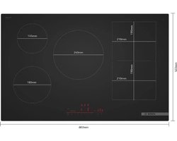 Bosch Serie 6 PVW81CHB1E kookplaat Zwart Ingebouwd 80 cm Inductiekookplaat zones 5 zone(s)