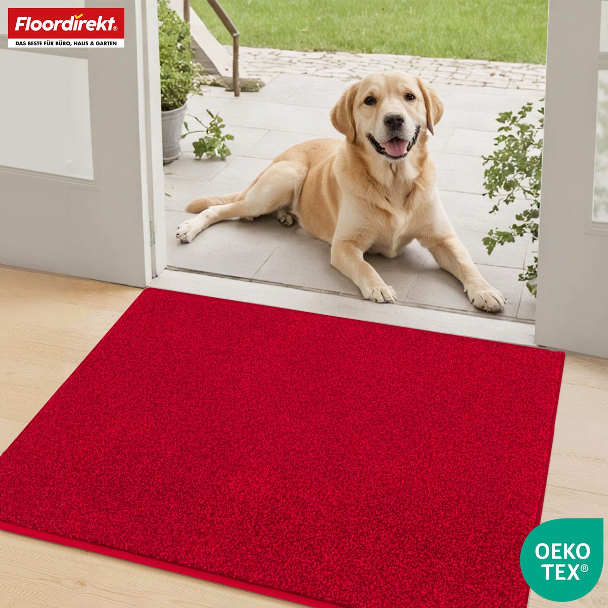 Floordirekt Schoonloopmat Nasa - Zachte & Waterabsorberende Deurmat - Rood 137 x 210 cm - Voor Binnen & Buiten - Antislip Onderzijde - Verkrijgbaar in 5 Kleuren & 8 Maten