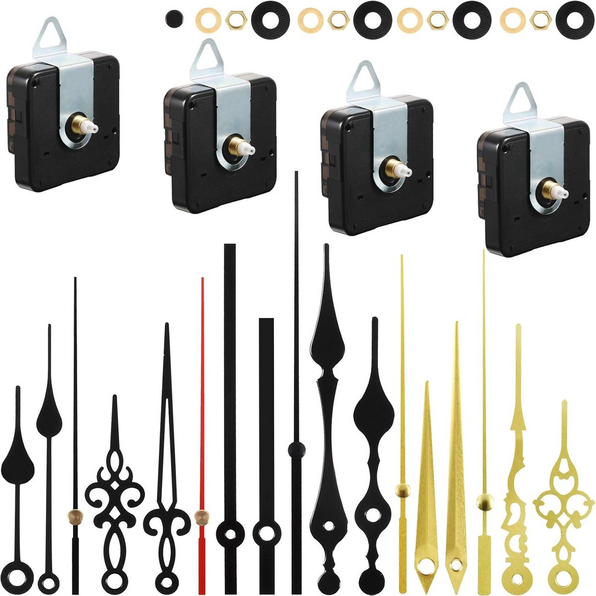 4-delige Stille Quartz Uurwerk Set voor Klok Reparatie en DIY Projecten