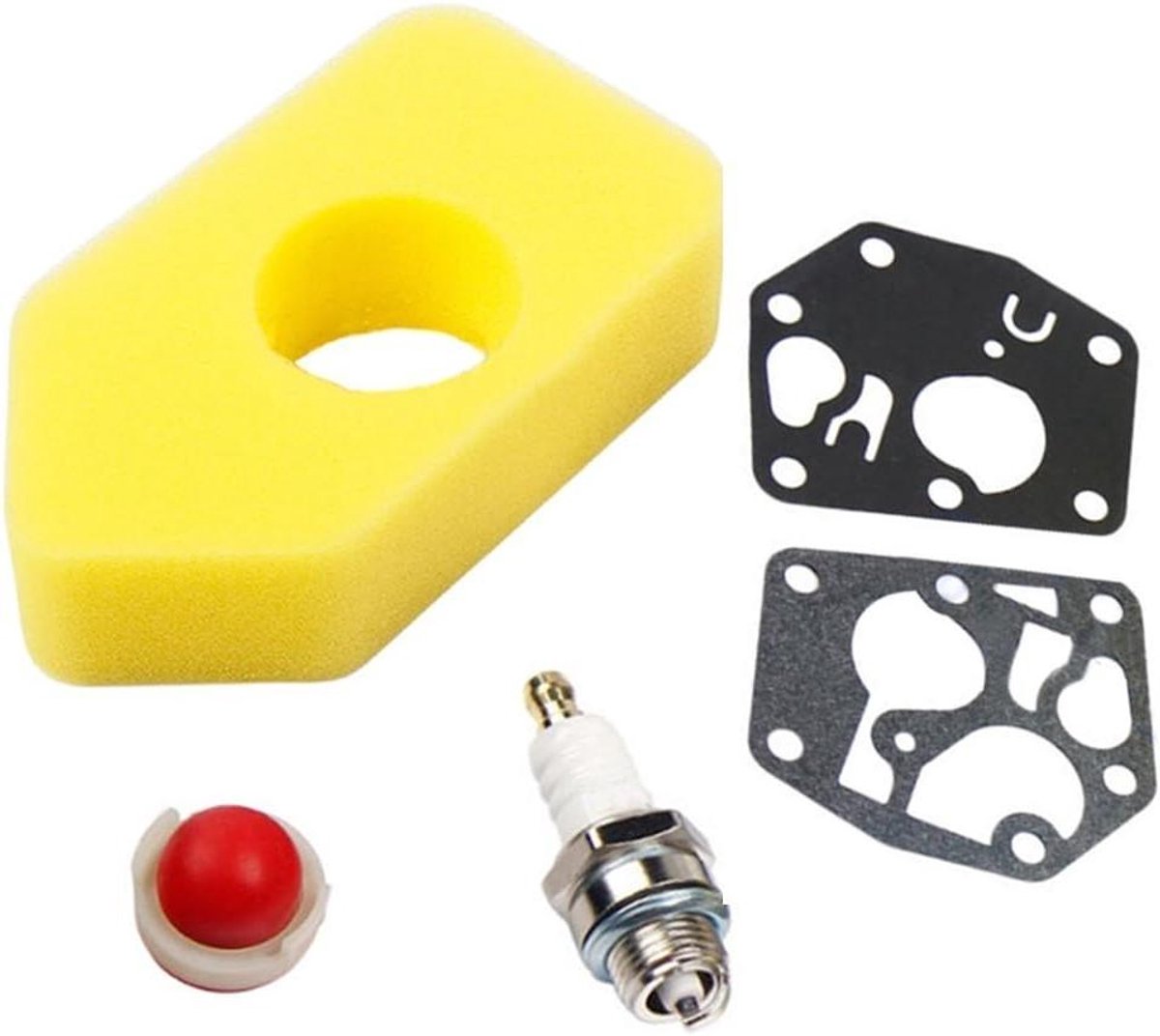 Allecta - Luchtfilter voor Briggs & Stratton motoren - Carburateur Diafragma Pakking - Primer Bulb - Bougie - Classic Sprint Quattro Motor 3.5-4.5 HP