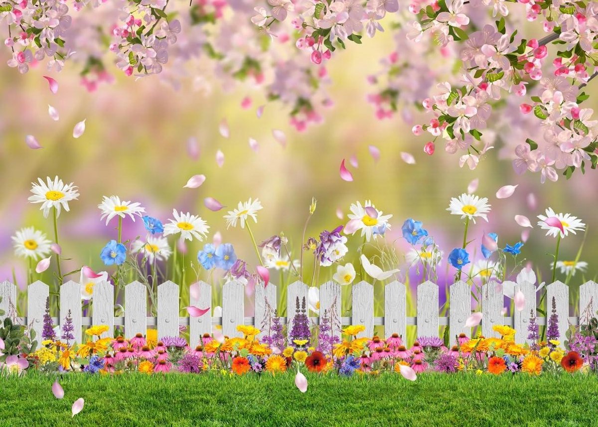 Allecta - Lente Bloemen Achtergrond voor Kinderfotografie en Pasen - 20 x 12 cm