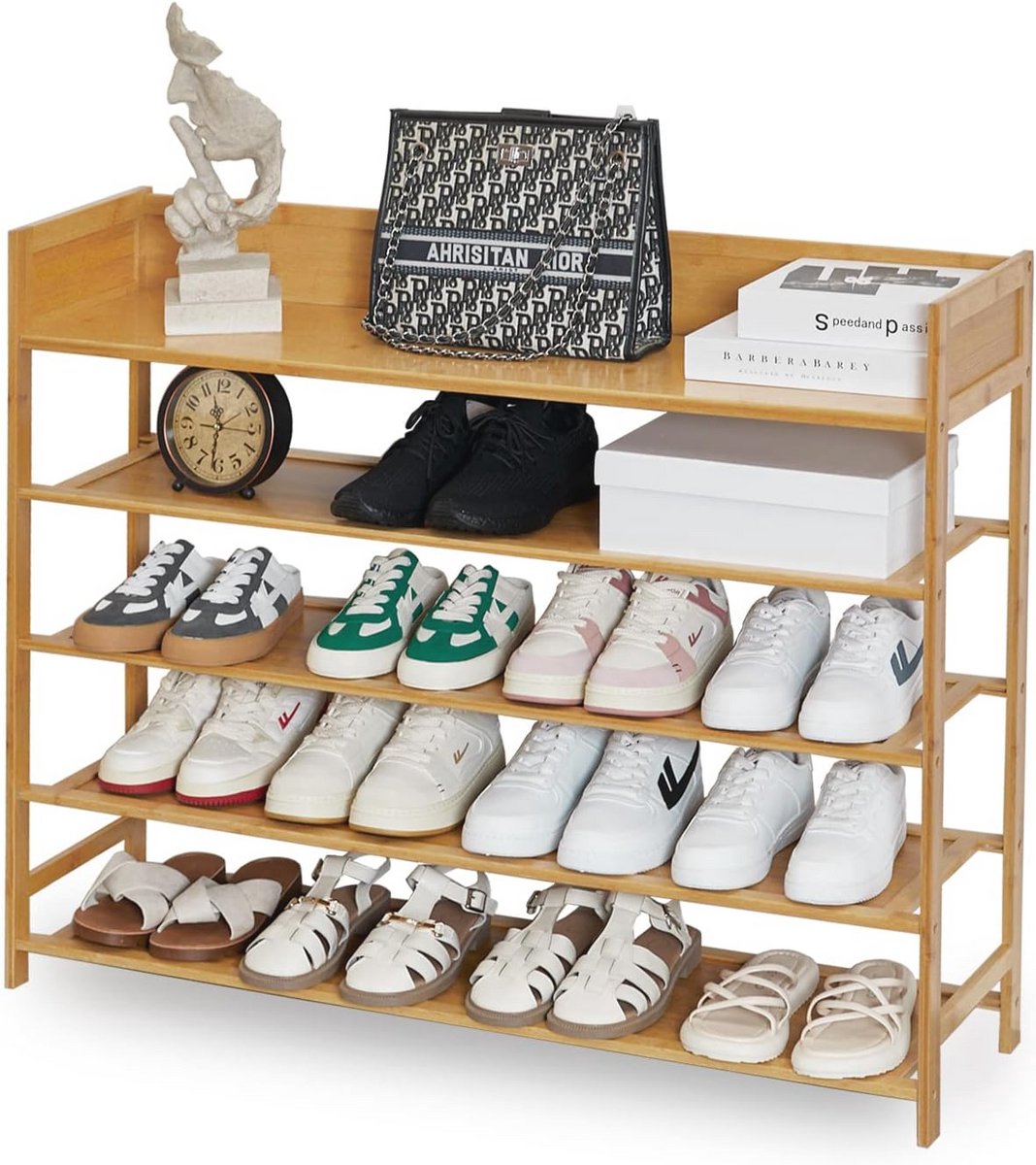 Bamboe Schoenenrek Organizer - 5 Laags Opbergplank voor Entree en Hal