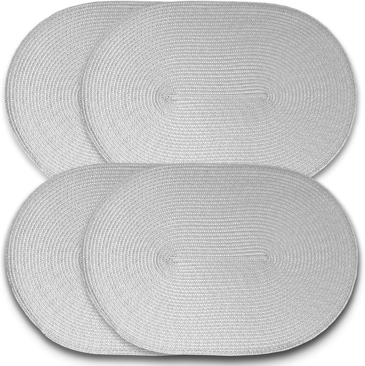 Ovale Gevlochten Weven Kunststof Placemat Set van 4 – Grijs