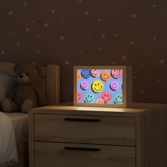 Nachtlampje 20x15 cm - Kinder lampje - Smileys - Kleurrijk - Tafellamp kinderkamer - Slaapkamer lamp - Bedlamp kinderen - Kinderlampje stopcontact - Wandlamp babykamer - Nachtlampjes van Merkloos — afbeelding 2