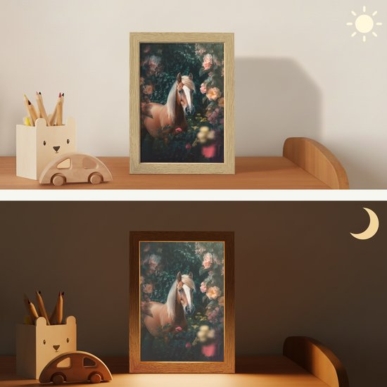 Nachtlampje 15x20 cm - Kinder lamp - Paard - Natuur - Bloemen - Bos - Dieren - Tafellamp kinderkamer - Slaapkamer lamp - Bedlamp kinderen - Kinderlampje stopcontact - Wandlamp babykamer - Nachtlampjes van Merkloos — afbeelding 4