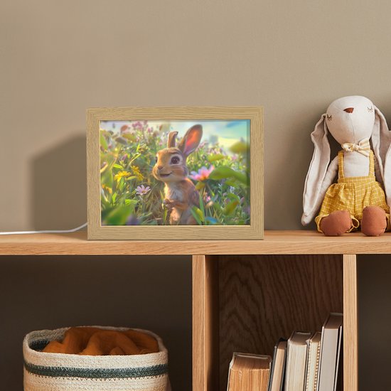 Nachtlampje 20x15 cm - Kinder lampje - Konijn - Dieren - Natuur - Tafellamp kinderkamer - Slaapkamer lamp - Bedlamp kinderen - Kinderlampje stopcontact - Wandlamp babykamer - Nachtlampjes van Merkloos — afbeelding 3